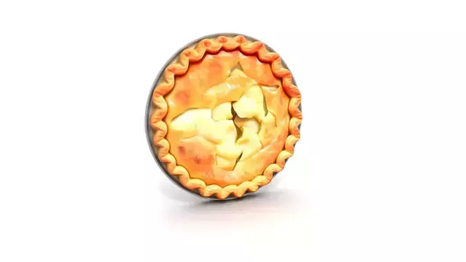 Golden Apple Pie with Cinnamon Crust Low-poly 3D model 4
