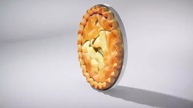 Golden Apple Pie with Cinnamon Crust Low-poly 3D model 2
