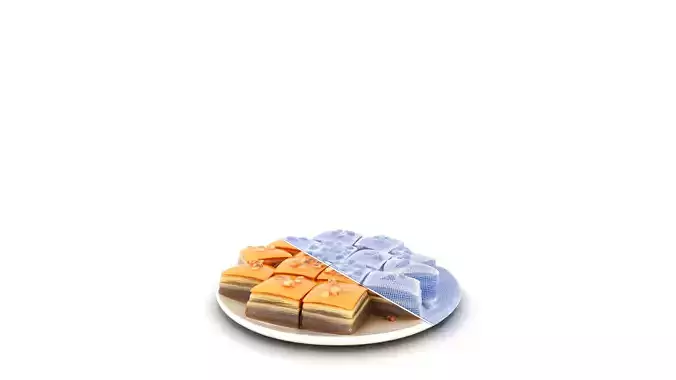 Golden Baklava Dessert Low-poly 3D model 7