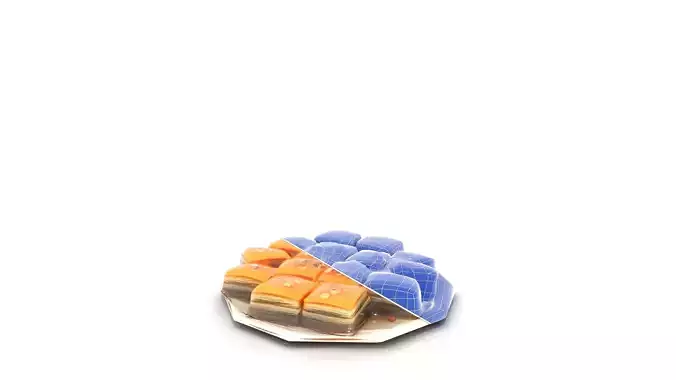 Golden Baklava Dessert Low-poly 3D model 6