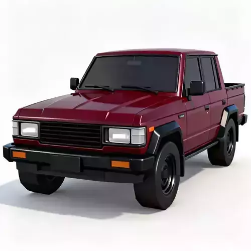 Retro Burgundy 4x4 Utility Vehicle 3D Model
