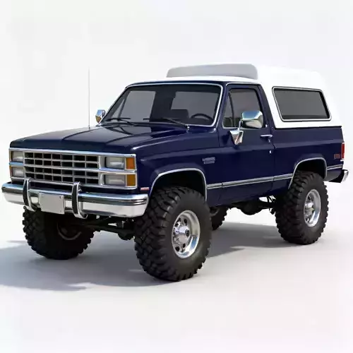 Navy and White Full-Size 4x4 SUV 3D Model