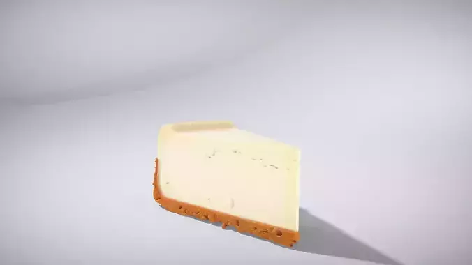 New York Cheesecake Slice with Creamy Texture Low-poly 3D model 2