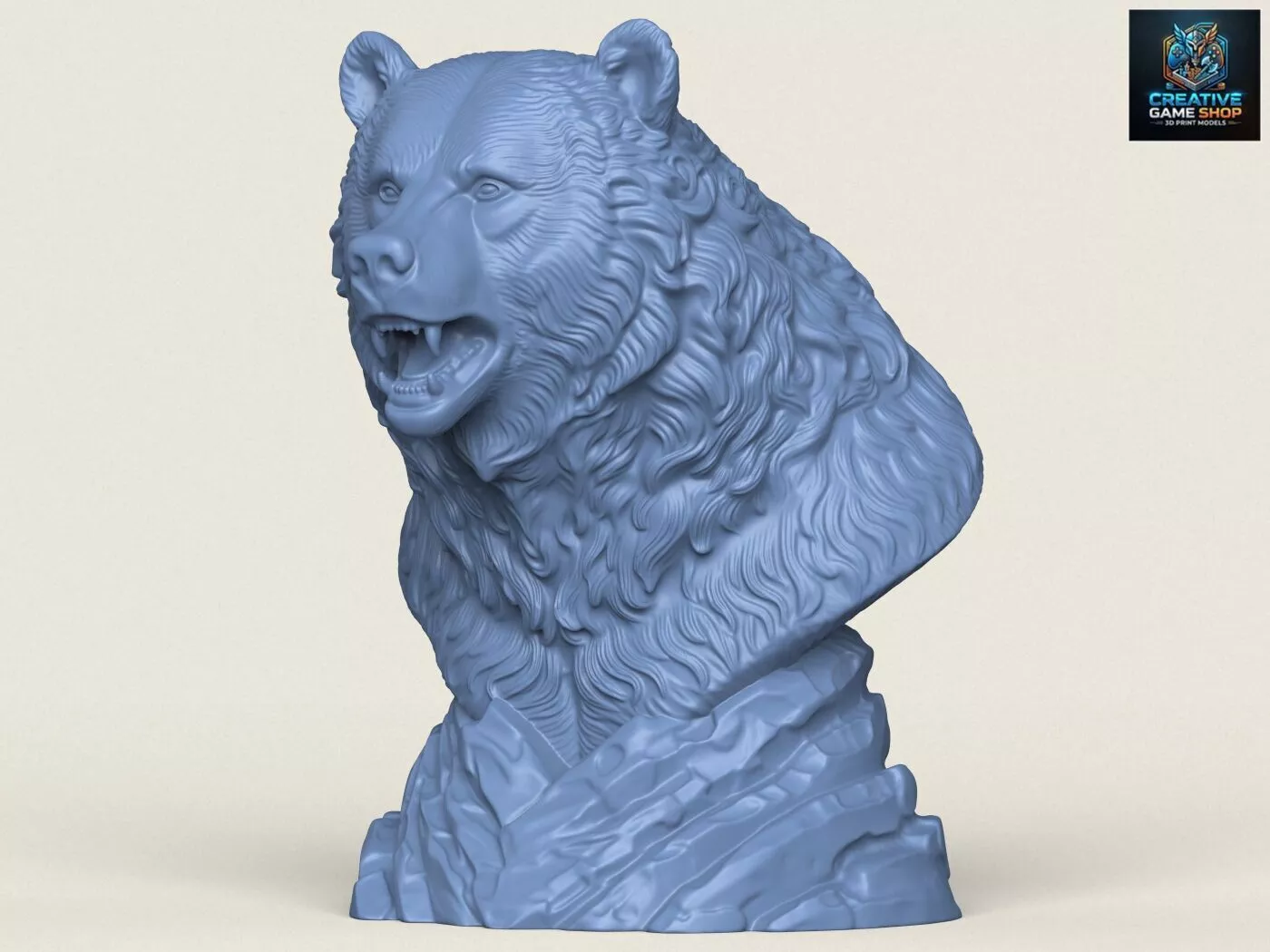Wild Bear Bust 3D print model