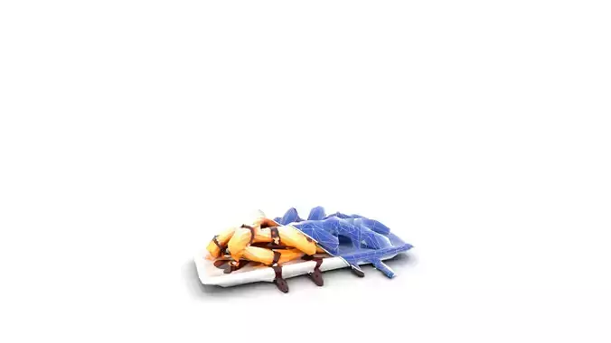 Delicious Churros with Chocolate Sauce Low-poly 3D model 6