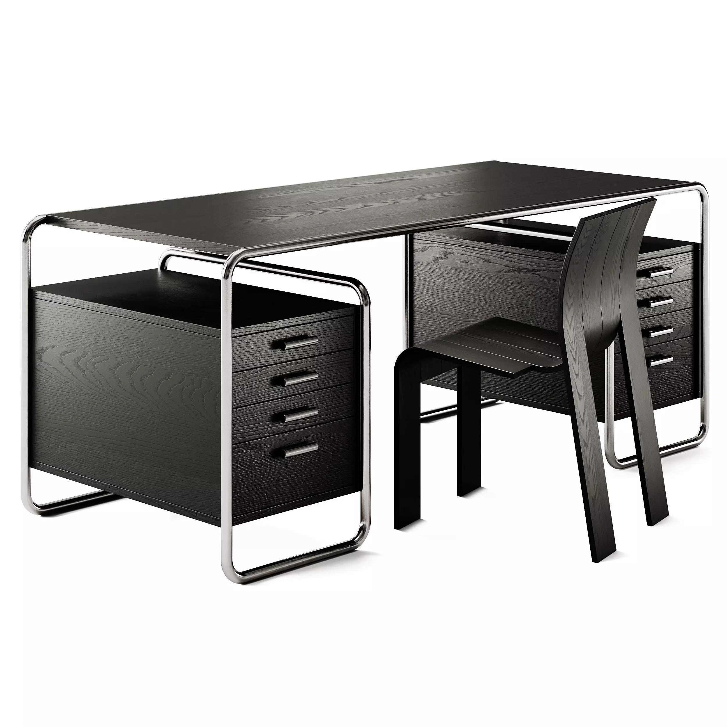 Strip Chair and Thonet Desk Set 3D model