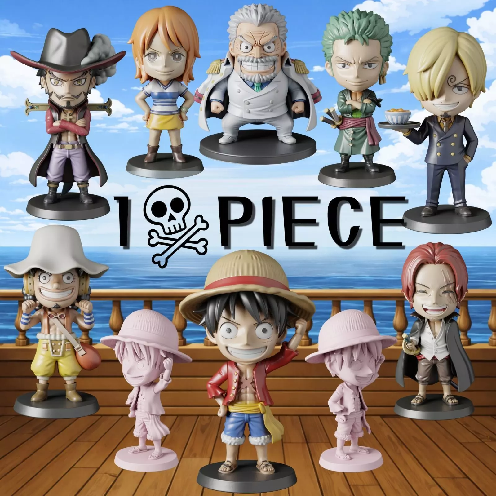 STL printable One Piece Characters - textured GLBs 3D print model