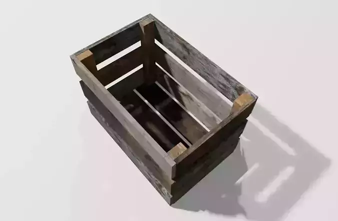 Wooden Crate for Fruits Vegetables - Caixote de Madeira Frutas Low-poly 3D model 2