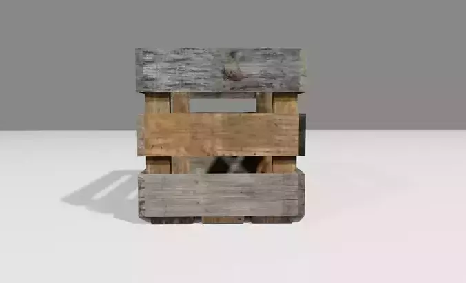 Wooden Crate for Fruits Vegetables - Caixote de Madeira Frutas Low-poly 3D model 6
