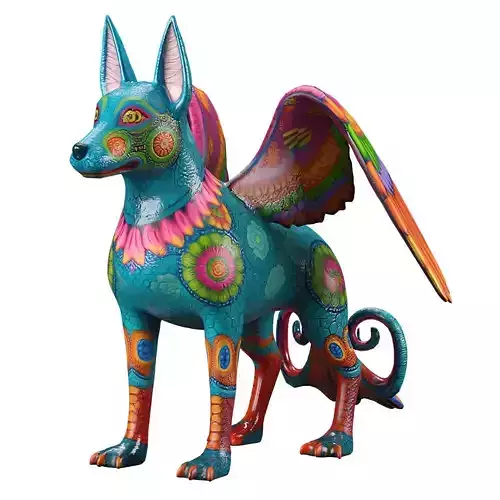 Winged Xoloitzcuintle Alebrije - Mexican Folk Art 3D Model