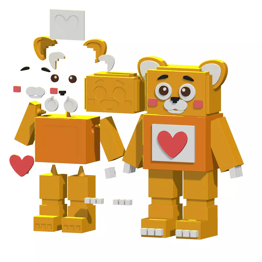 Teddy Brainrot STL 3D Model Multicolor No support 3D print model