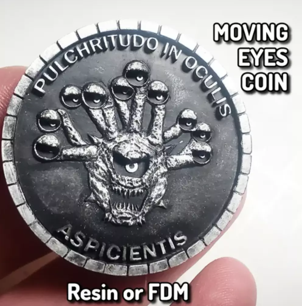 Moving Eyes Ancient Eye Horror Coin 3D print model