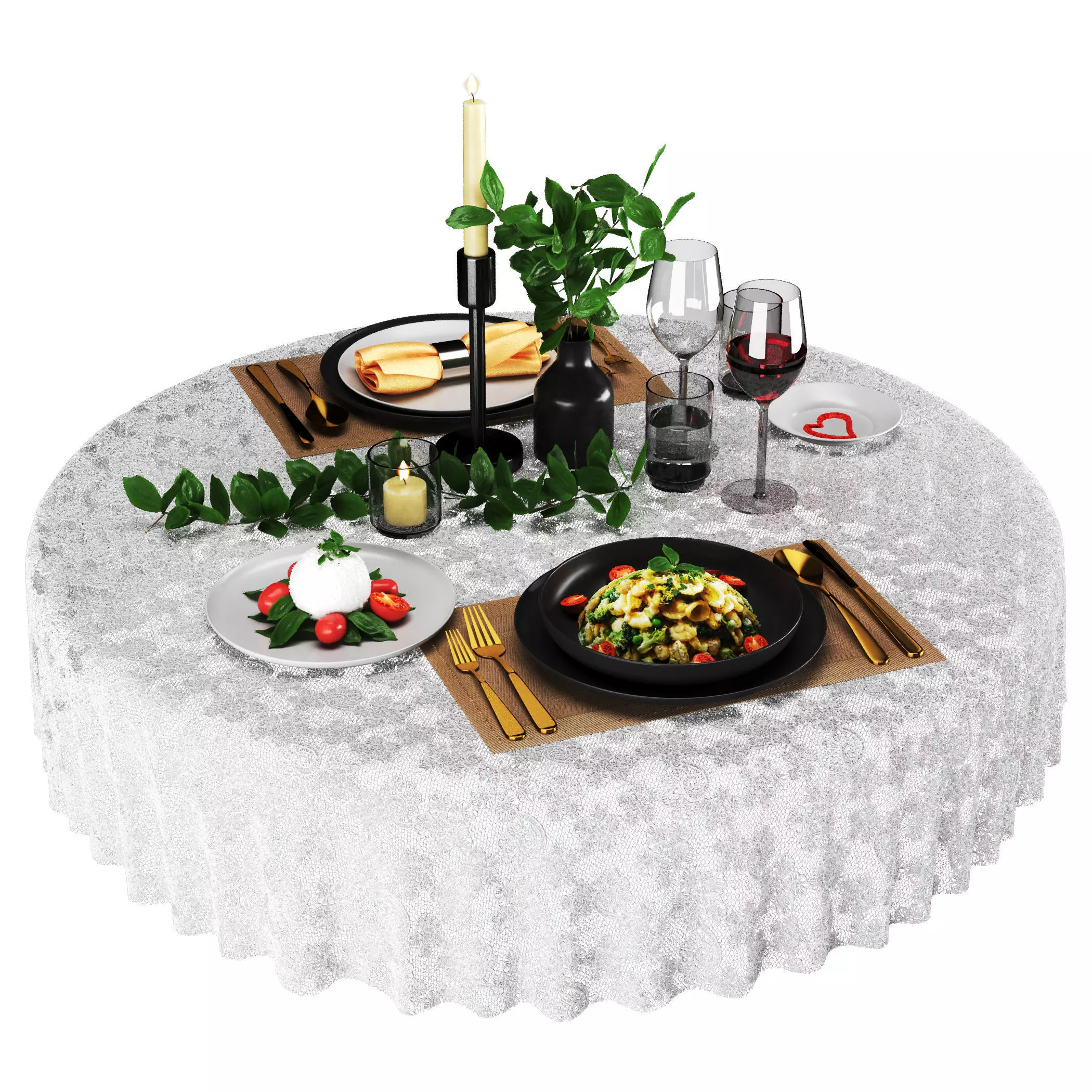 Dining set Low-poly 3D model