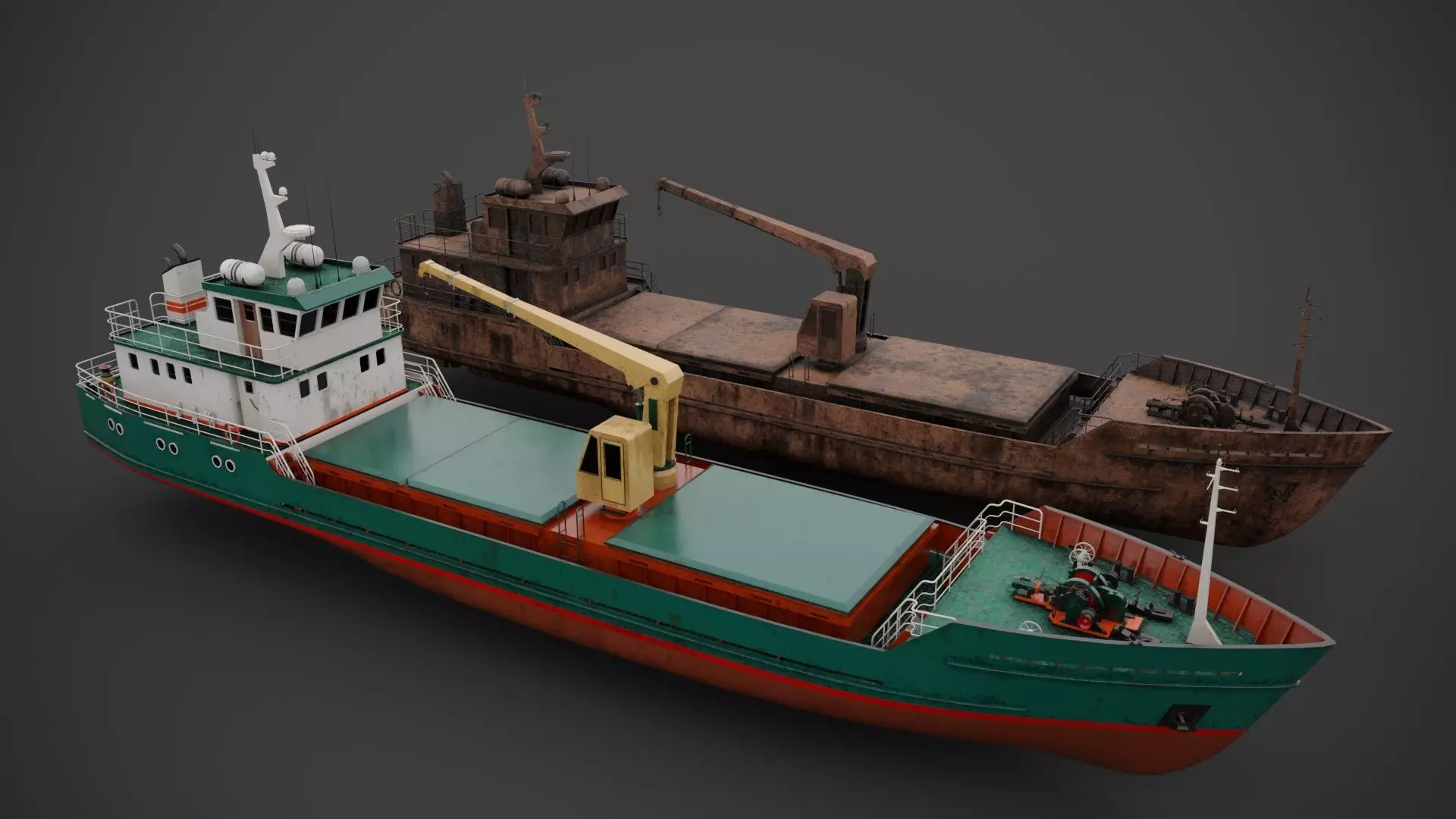 Small cargo vessel Low-poly 3D model