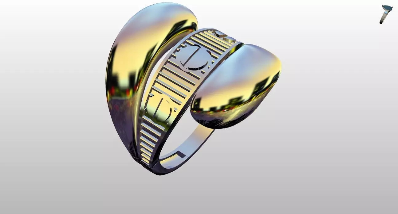 Asymmetric Open Coil Screw Ring 3D Printable 3D print model
