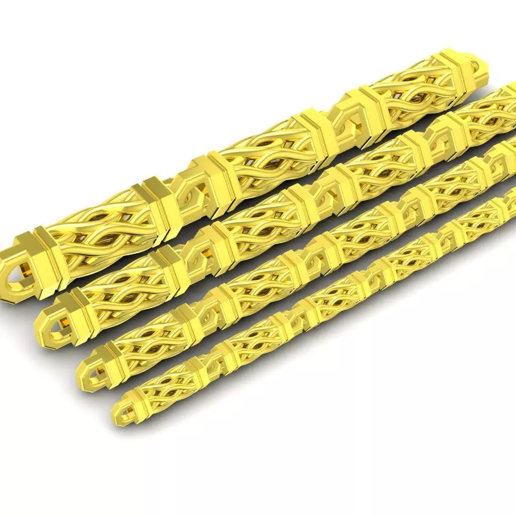 Woven Link Men Necklace Set 4 Sizes 176a 3D print model