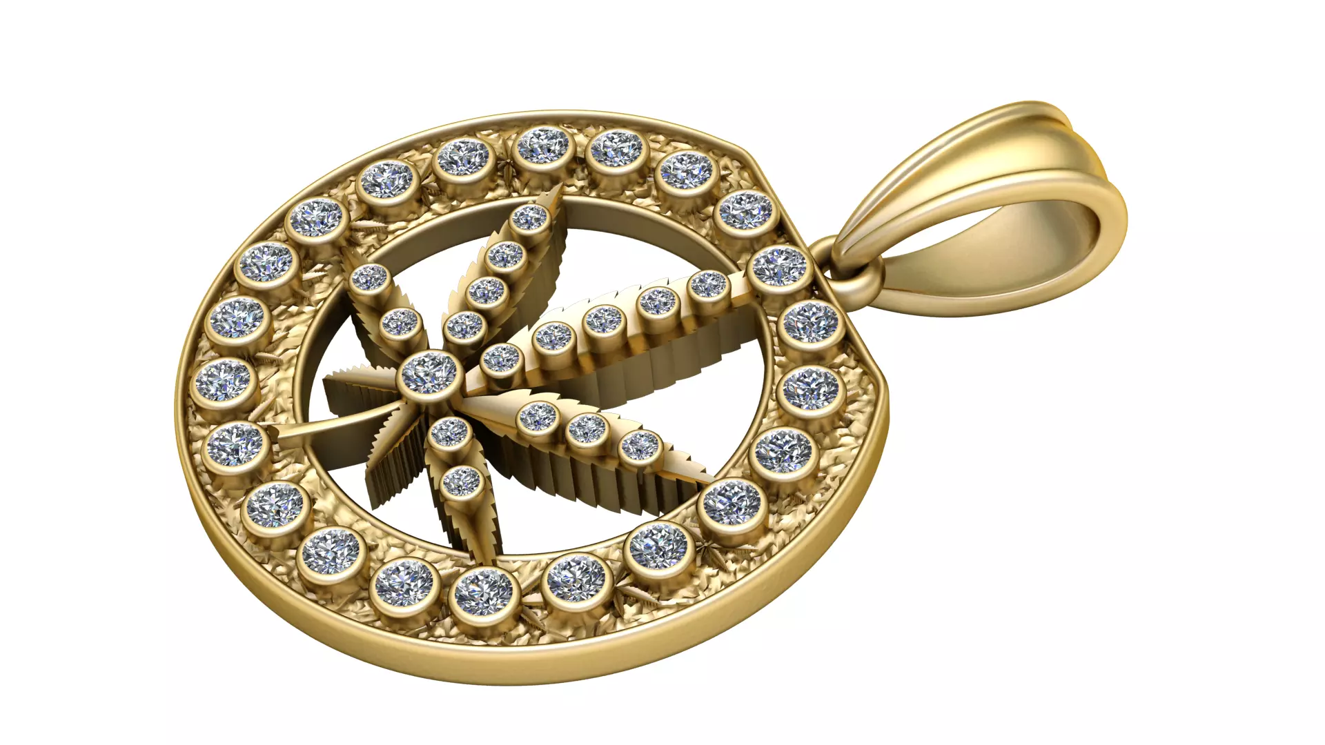 Luxury Cannabis Leaf Diamond Pendant 3D print model