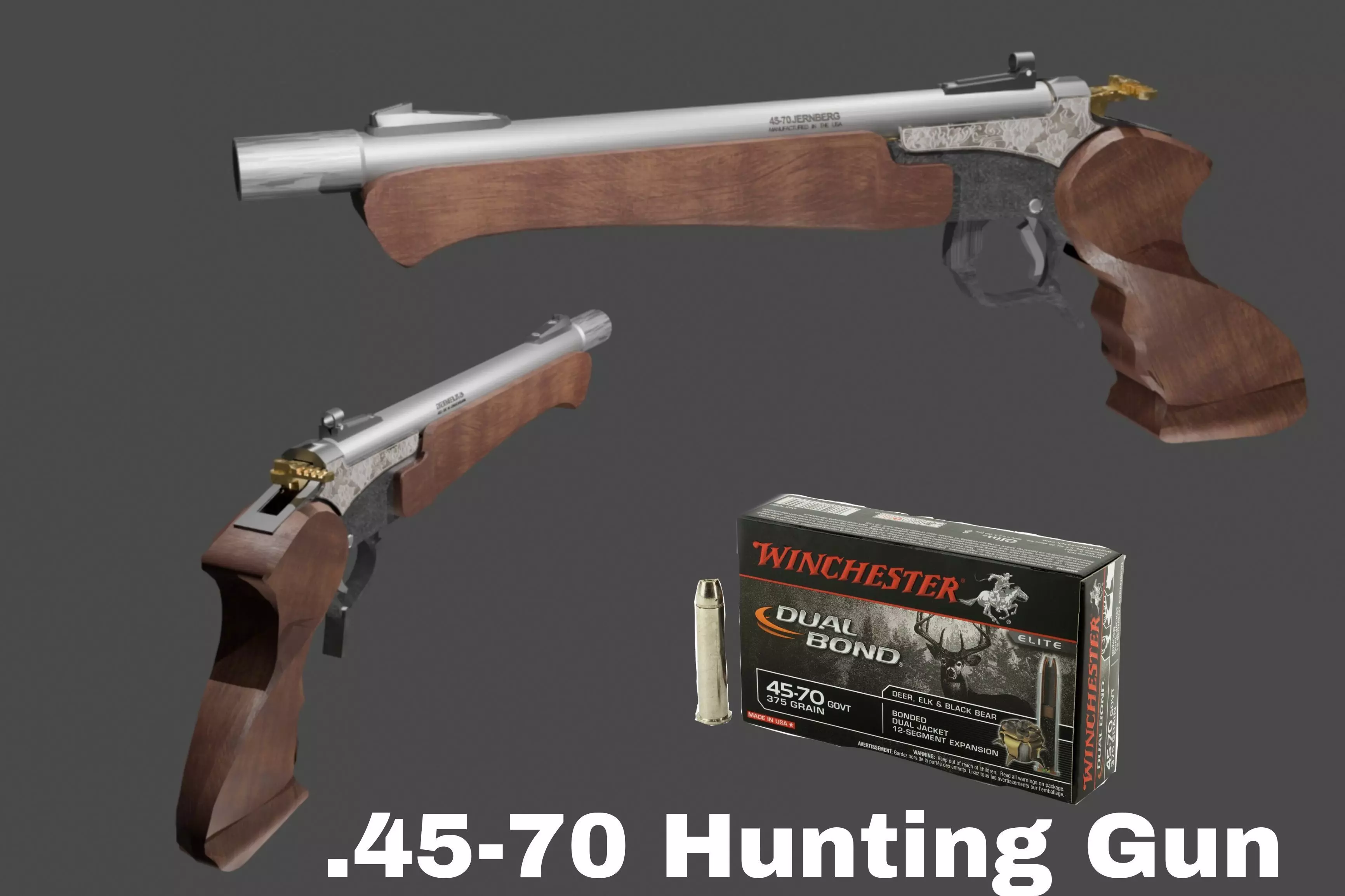45-70 Jernberg superior pistol High-Calibre from The Hunter COTW Low-poly 3D model