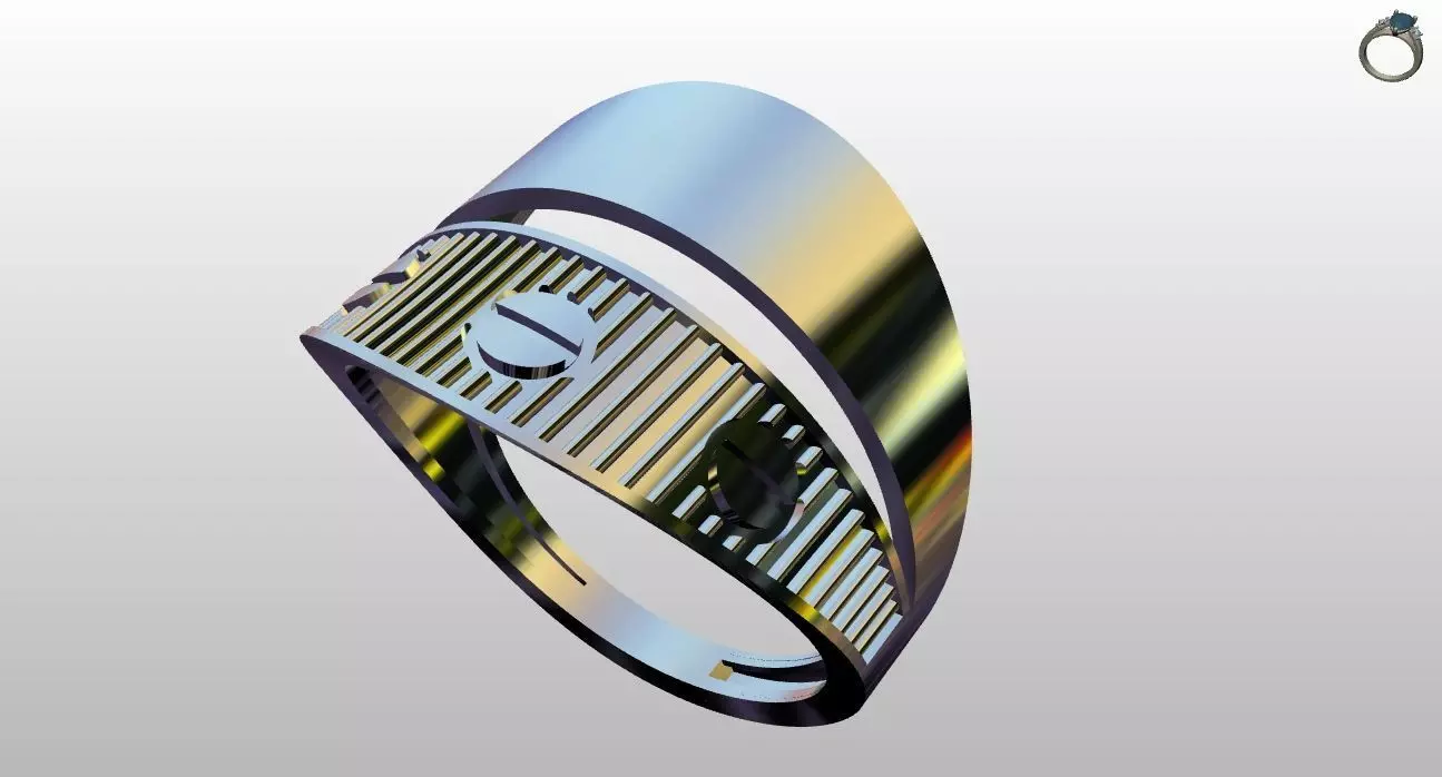 Double Band Screw Motif Ring 3D Printable 3D print model