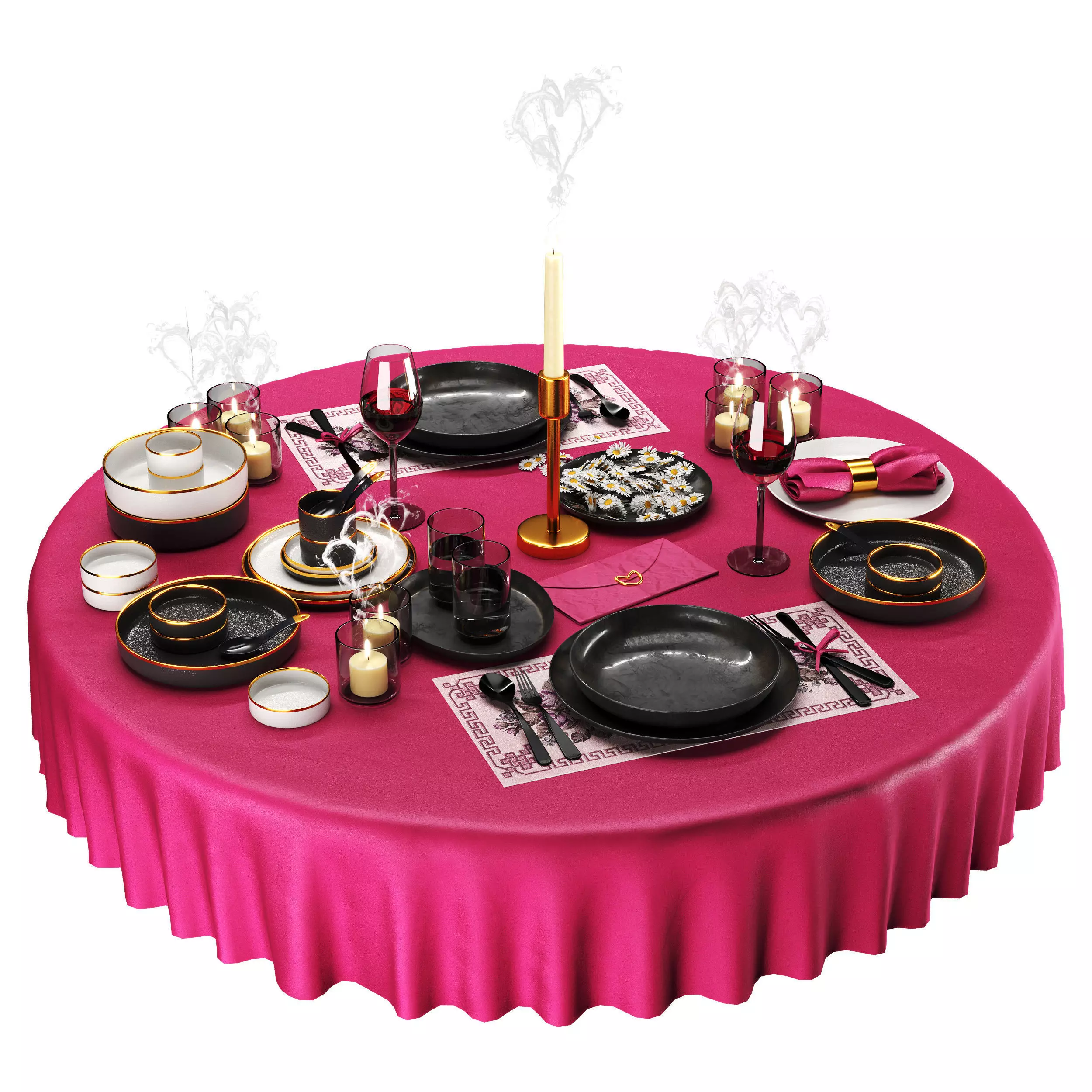 Dining set Low-poly 3D model