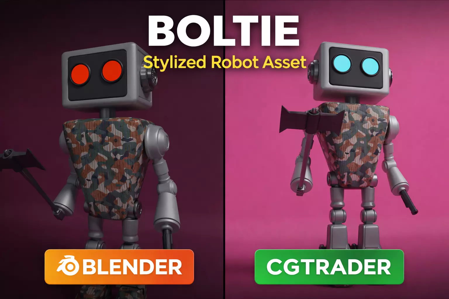 Stylized Robot 3D Model Military Character Asset 3D model