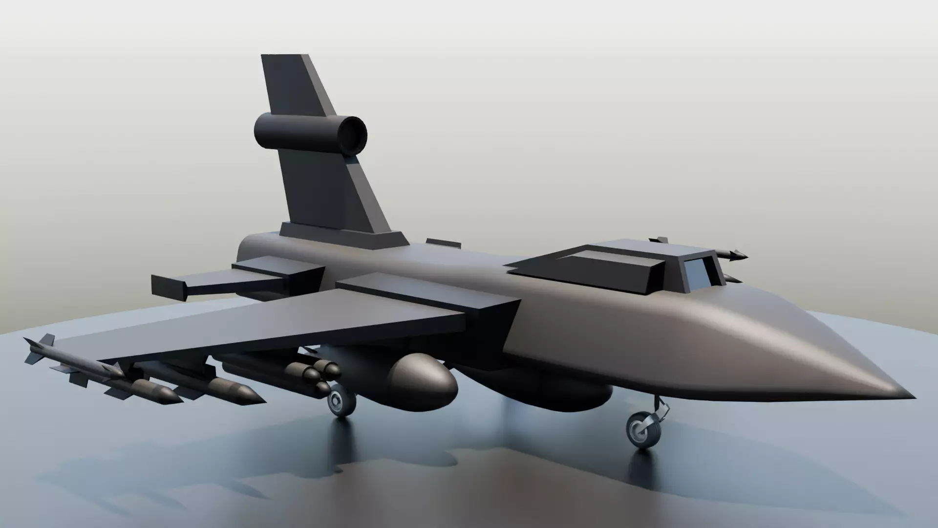 Low Poly Supersonic Fighter Jet with Missiles Military Aircraft Low-poly 3D model
