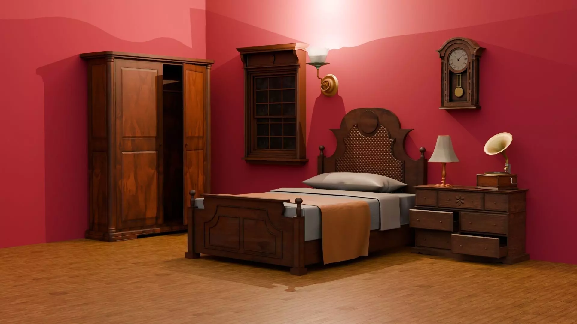 Vintage Interior Furniture Collection UNITY URP MATERIALS Low-poly 3D model