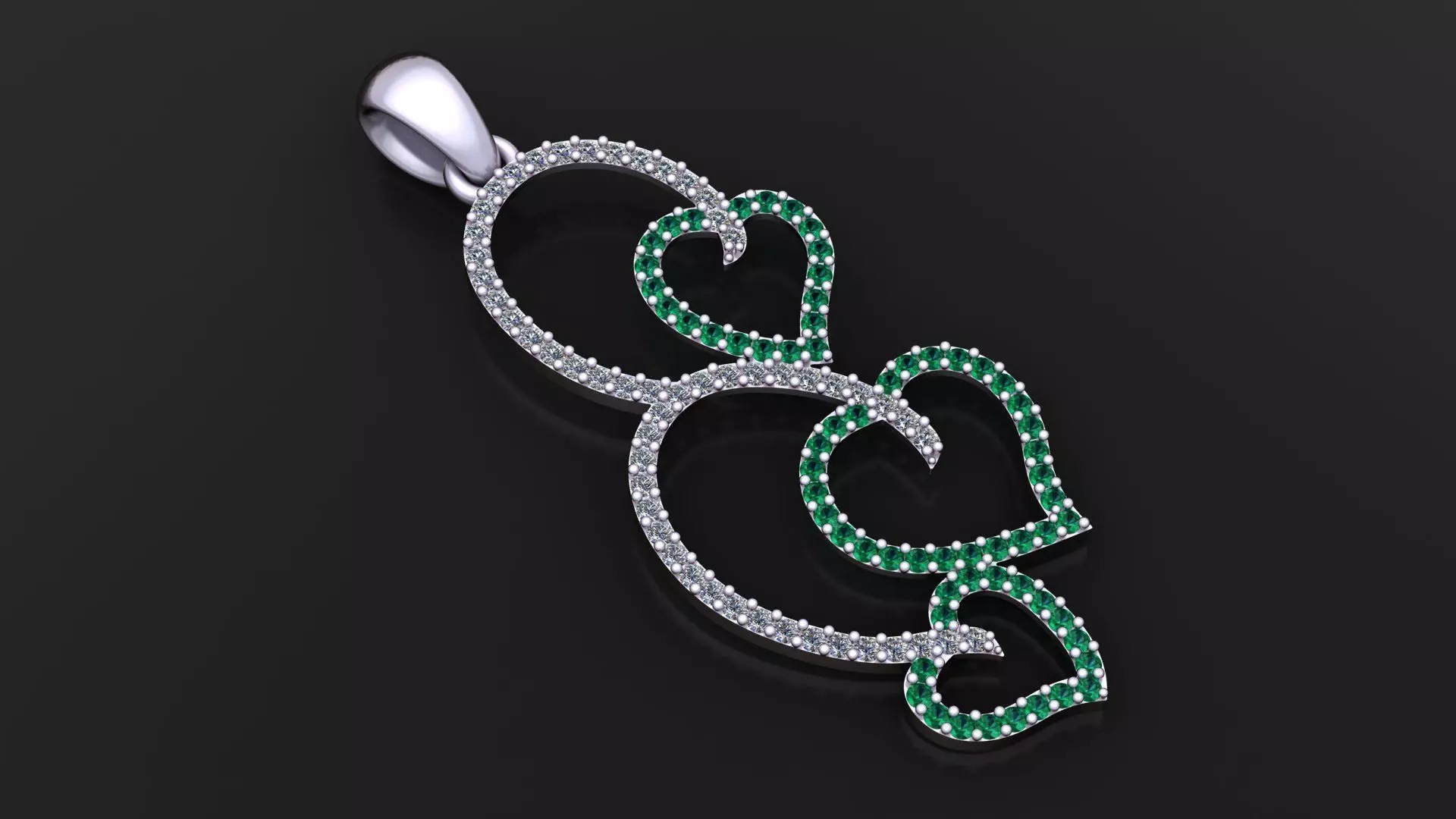 Triple Hart Diamond Pendant 3D print model