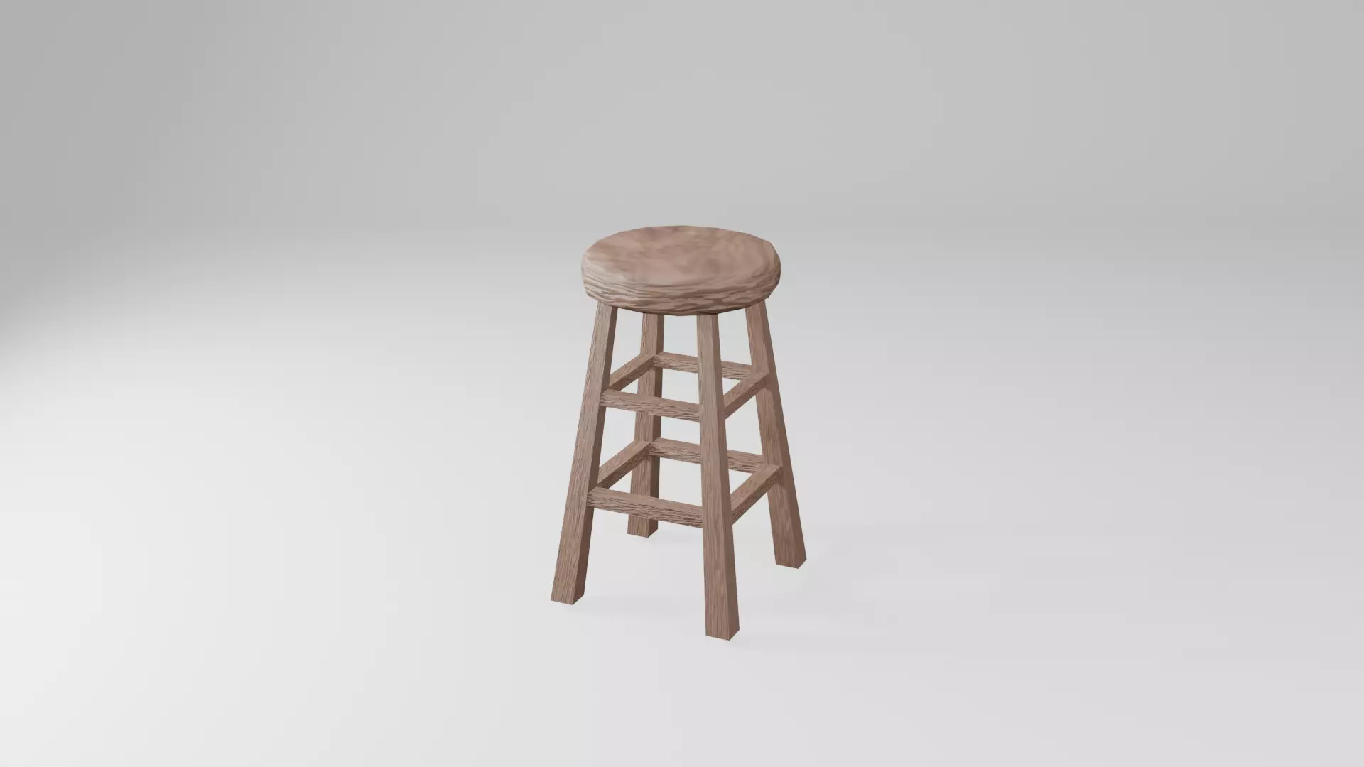 Low Poly Wooden Bar Stool -Realistic Wood Chair Low-poly 3D model