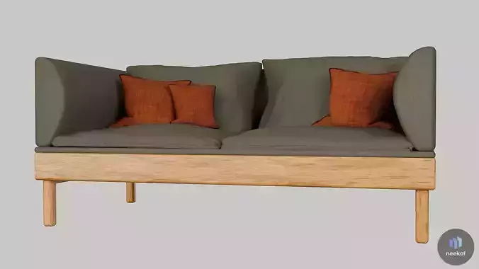 Modern Scandinavian 2-Seater Sofa - Photorealistic 4K PBR