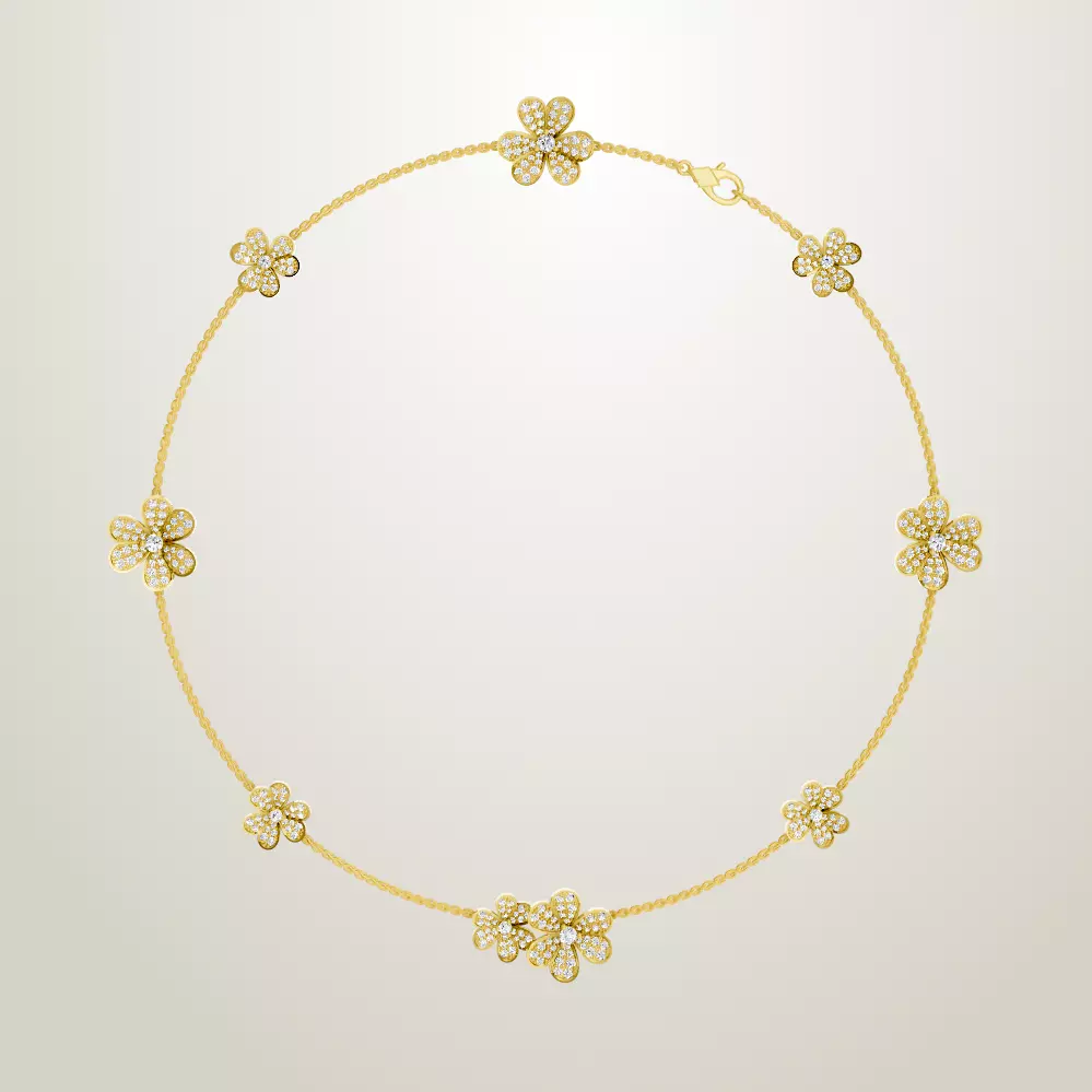 Frivole necklace 9 flowers van cleef and arpels all stones 3D print model