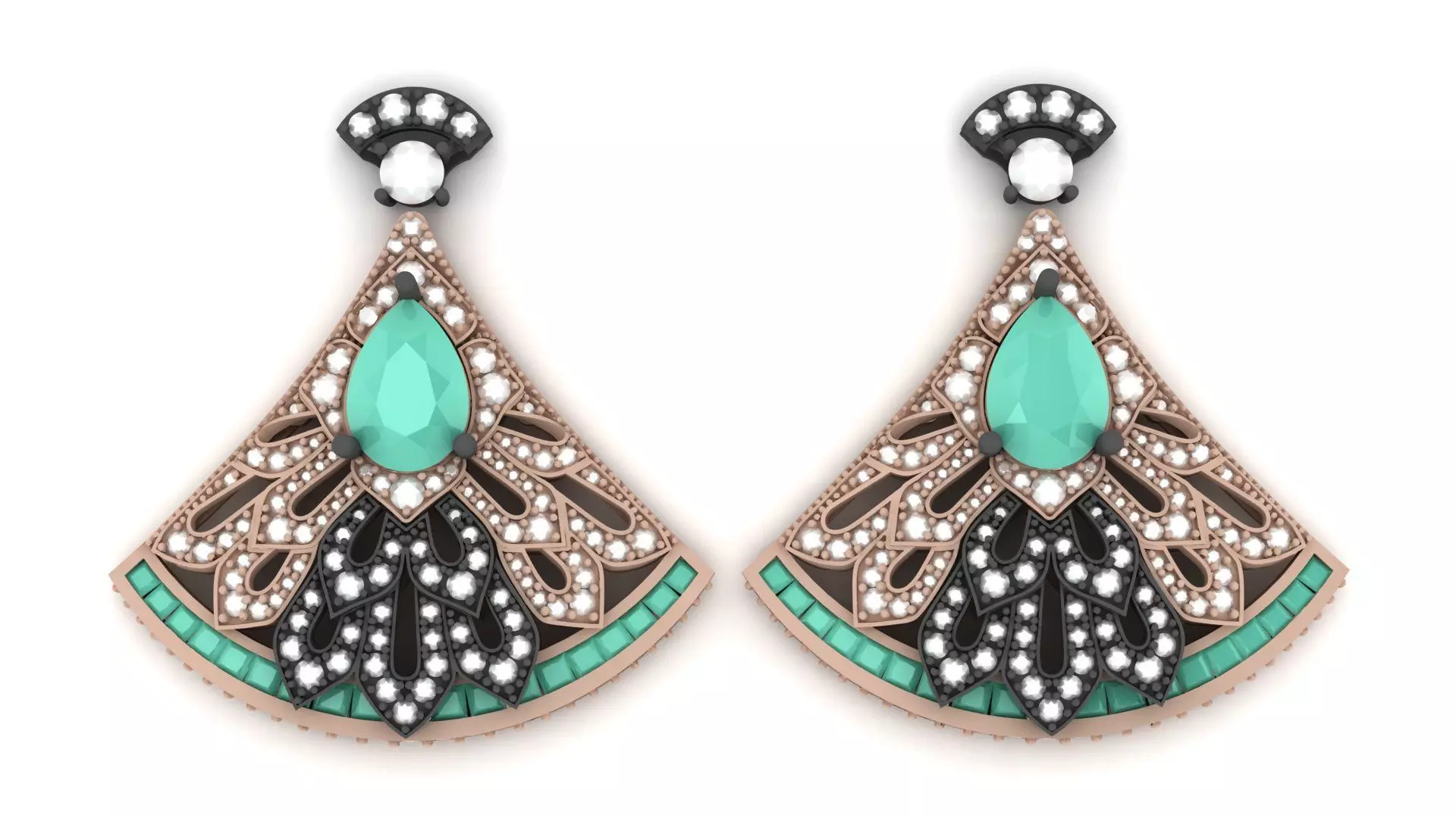 Diamond Luxury Emerald Earring 0010 3D print model