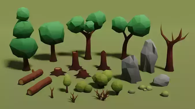 3D model Low Poly Forest Models Set VR / AR / low-poly | CGTrader