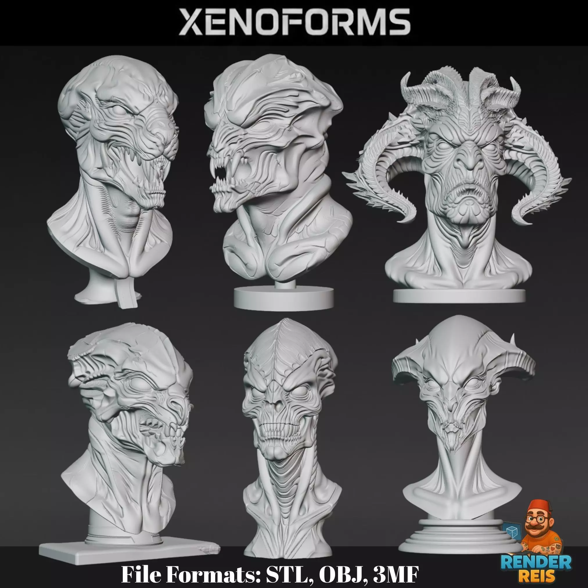 Xenoforms Galactic Evolution Busts 3D print model