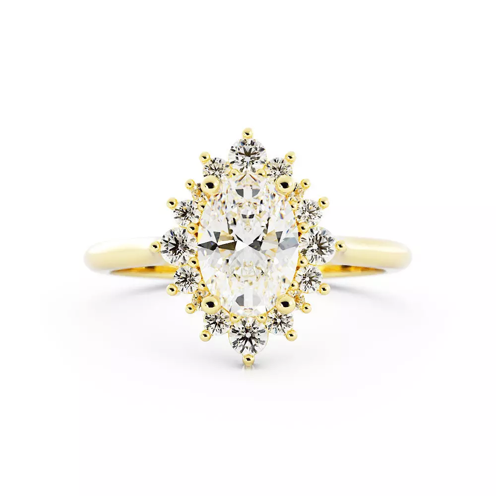 Oval Solitaire With Vintage Style Halo 3DM 3D print model