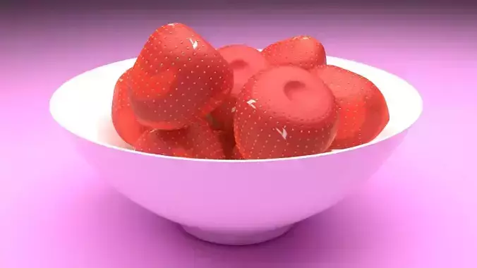 Bowl of Strawberries 3D model 6