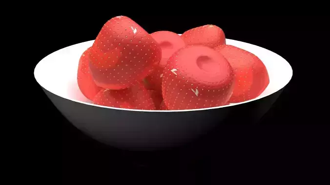 Bowl of Strawberries 3D model 7