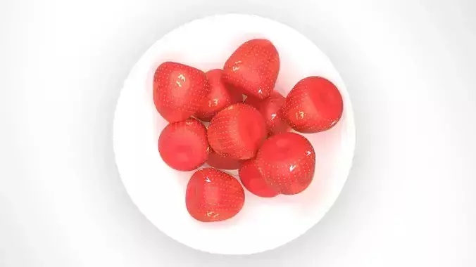 Bowl of Strawberries 3D model 4