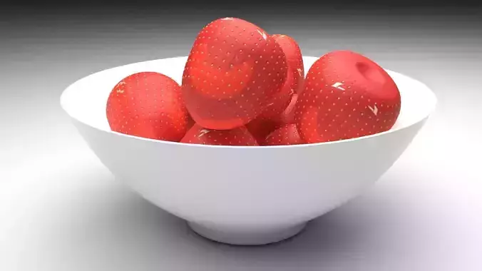 Bowl of Strawberries 3D model