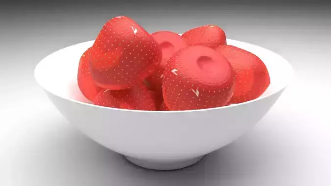 Bowl of Strawberries 3D model 5