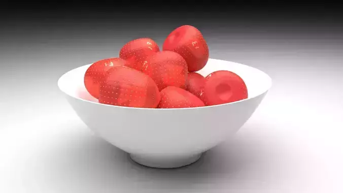 Bowl of Strawberries 3D model 3