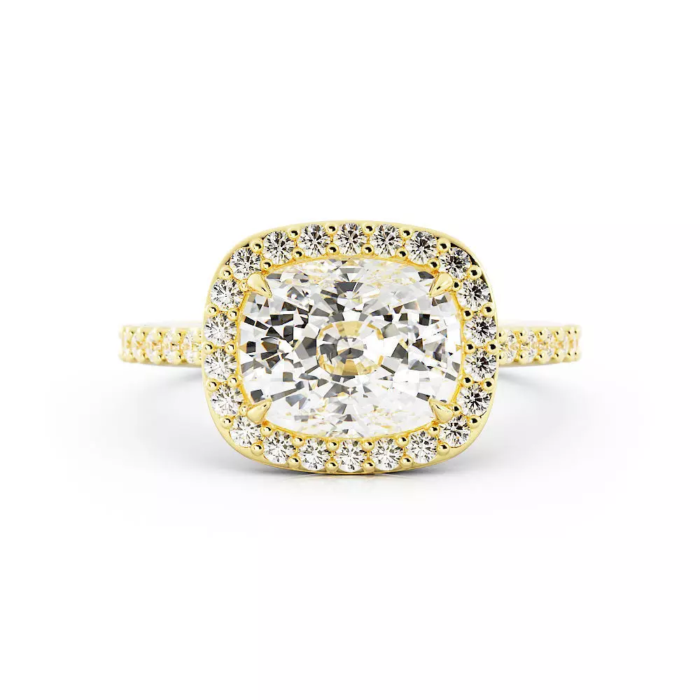 Cushion East to West Halo Engagement Ring 3DM 3D print model