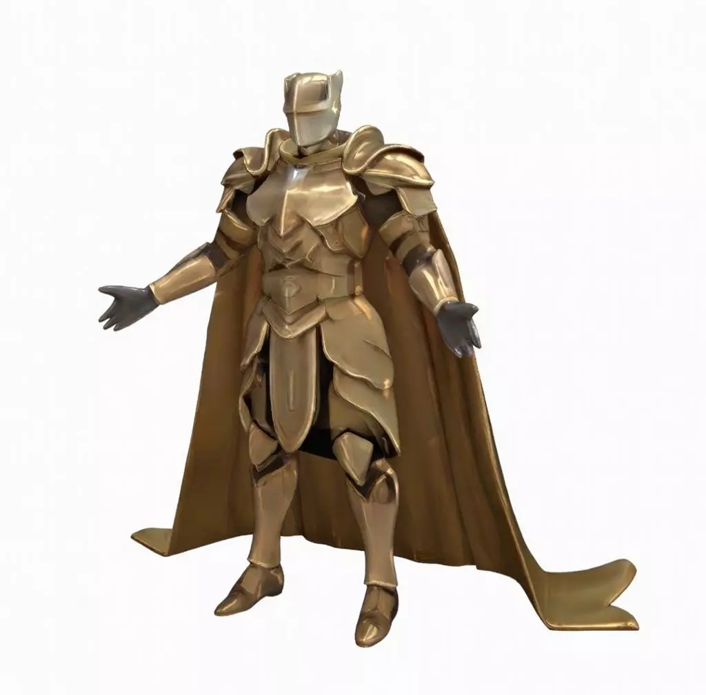 Golden Knight Armor with Cape Fantasy Hero 3D print model