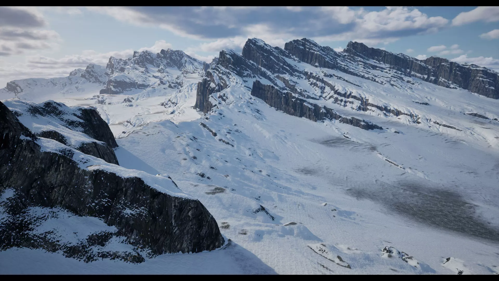 Snow Mountain Auto Terrain Material Low-poly 3D model