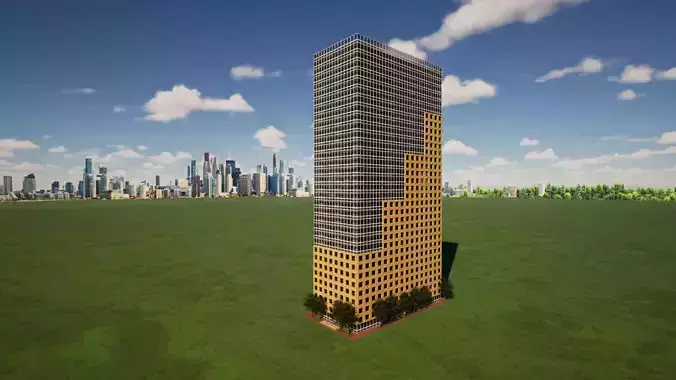 Tall Office Tower 34 Floors and 147 meters Low-poly 3D model