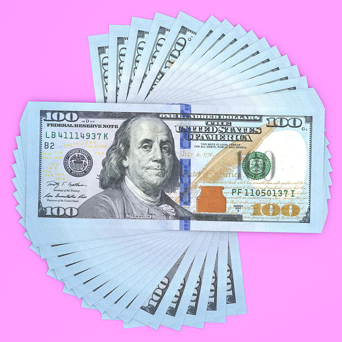 Dollar Bill Fan Low-poly 3D model