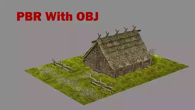 Medieval Viking House 02 Game Ready Low-poly 3D Model