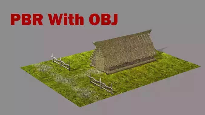 Medieval Viking House 01 Game Ready Low-poly 3D Model