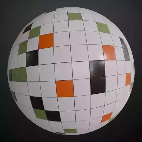 Modern Colorful Mosaic Square Tiles PBR Seamless Texture