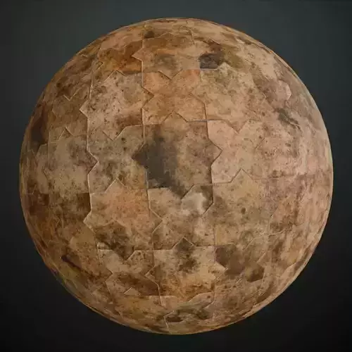 Ancient Sandstone Islamic Star Pattern Tiles PBR Seamless Texture